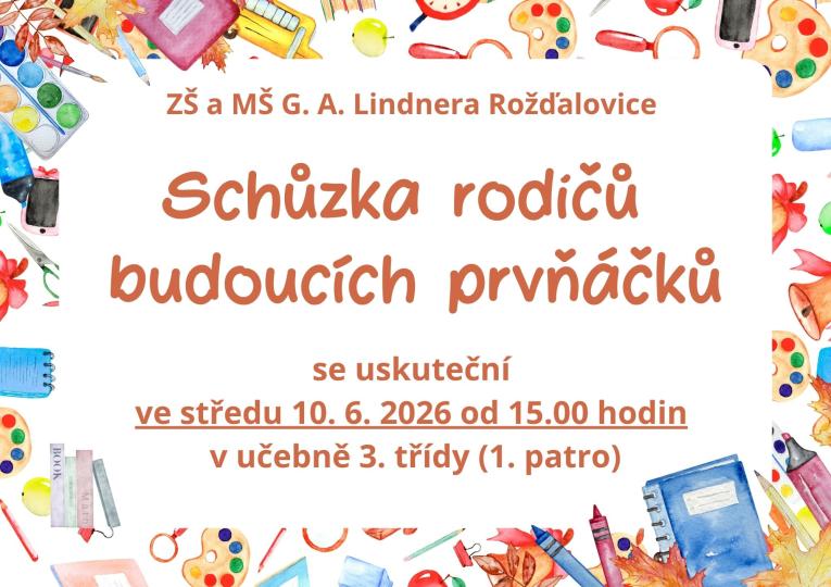 Informační leták ke schůzce rodičů budoucích prvňáčků