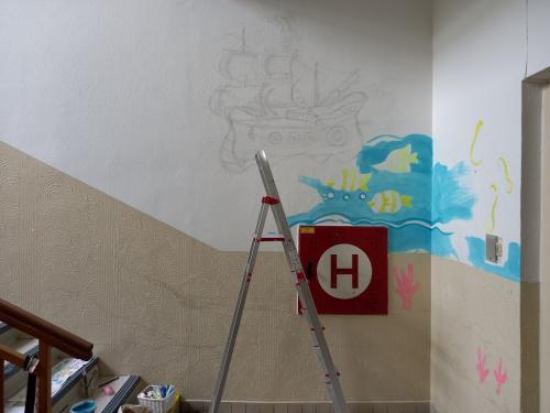 Malovaná zeď v mateřské škole